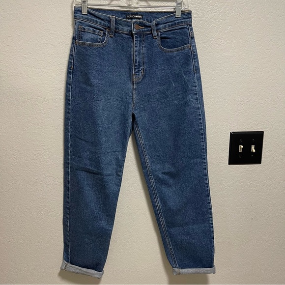 Fashion Nova ‘I got it from my momma’ Jeans Dark Denim Size 7 - Picture 2 of 7